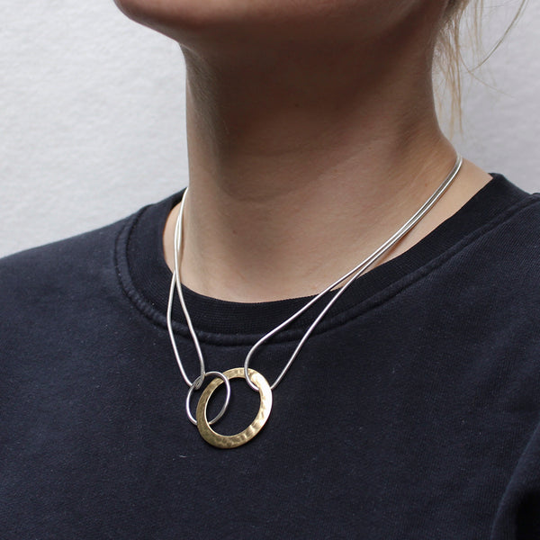 Interlocking Wide and Thin Rings Necklace