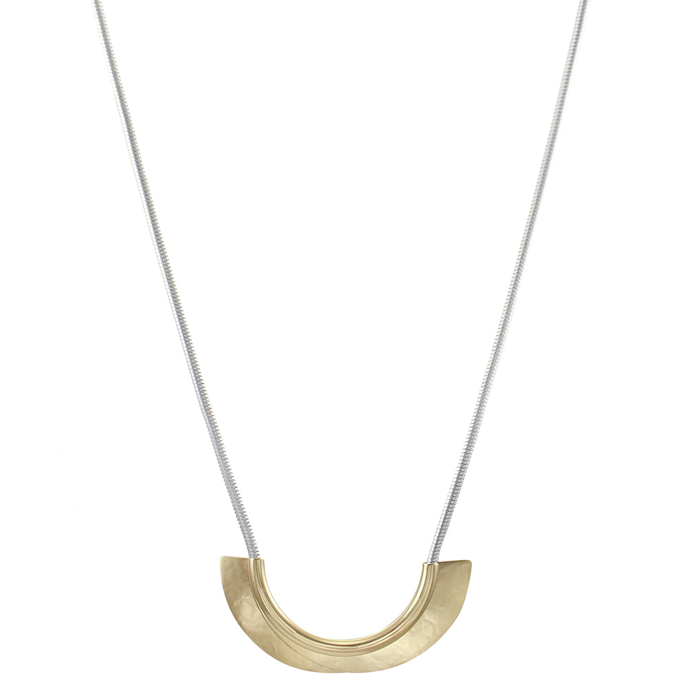 Overlapping Arcs with Tube and Snake Chain Long Necklace
