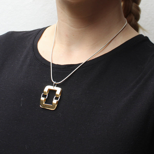 Hinged and Folded Square Rings Necklace