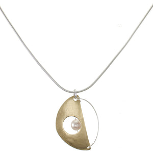 Cutout Crescent with Wire and Pearl Necklace