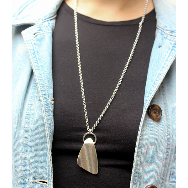 Rounded Triangle with Ring Long Necklace