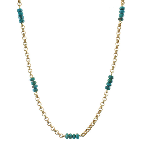 Chain with Stacked Turquoise Beads Necklace