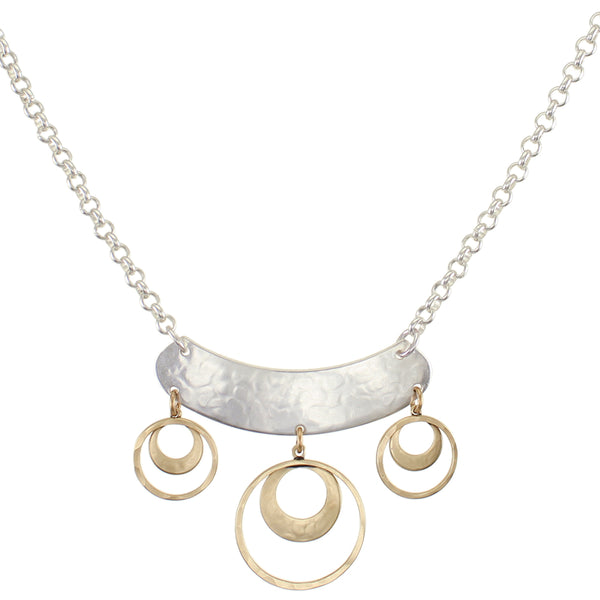 Curve with Rings and Cutout Discs Necklace