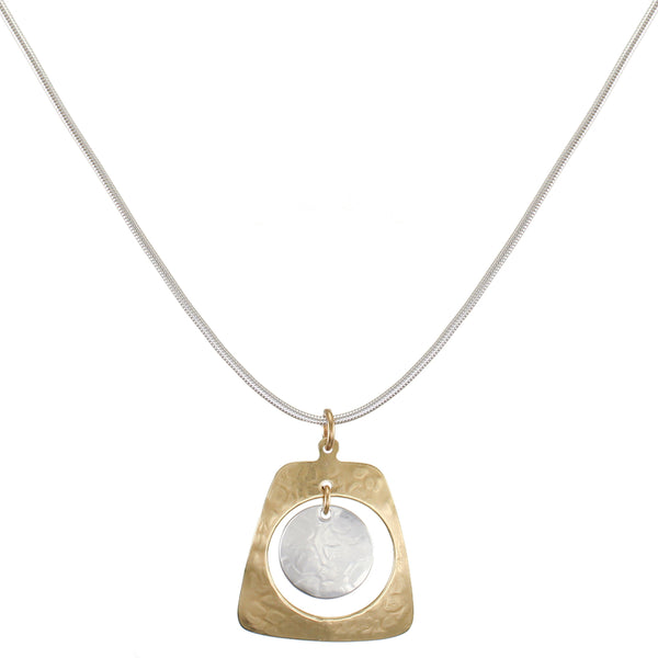 Cutout Tapered Rectangle with Hanging Disc Necklace