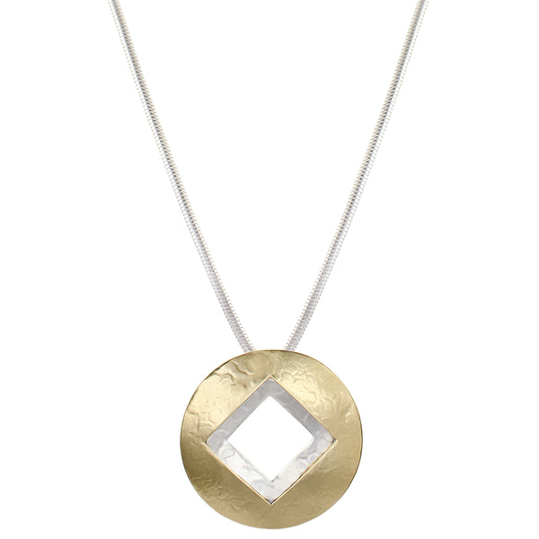 Large Disc with Cutout Diamond Long Necklace