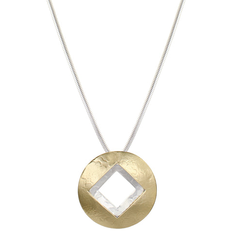 Large Disc with Cutout Diamond Long Necklace