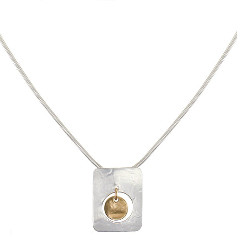 Cutout Rectangle with Hanging Disc Necklace