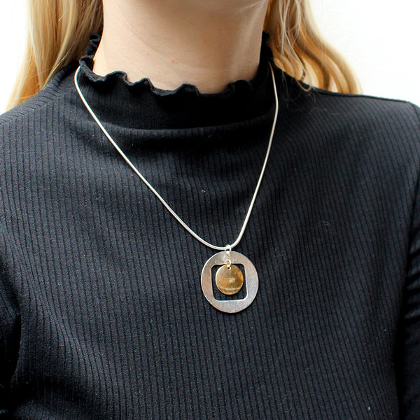 Cutout Disc with Hanging Disc Necklace