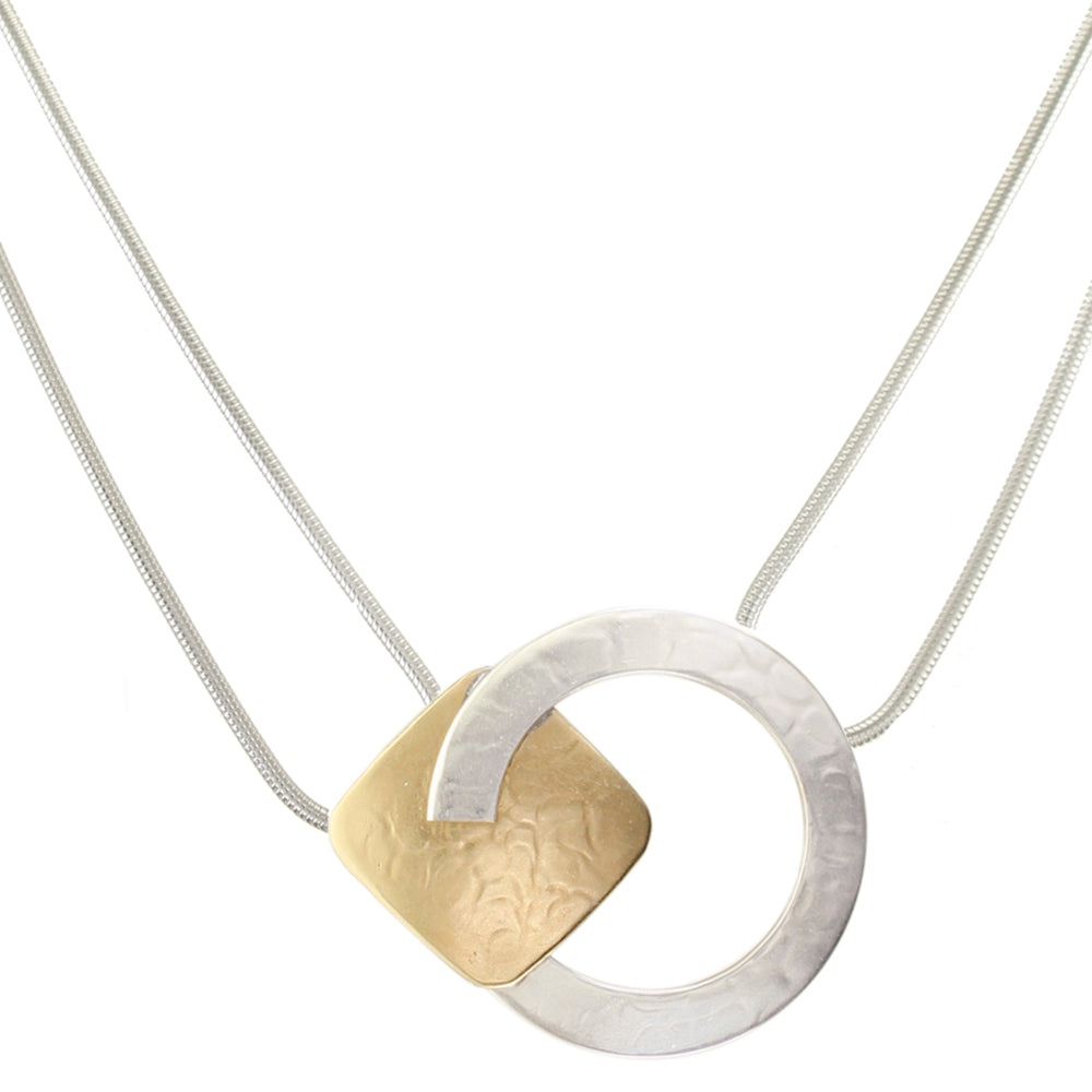 Medium Ring with Rounded Square Necklace