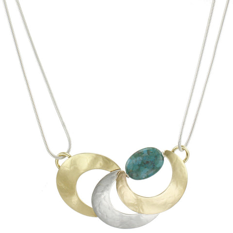 Layered Horseshoes with Turquoise Bead Necklace