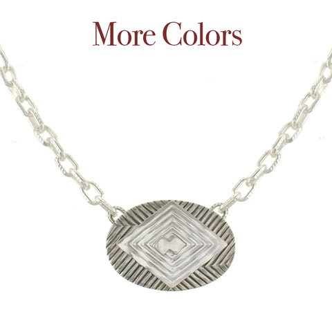 Patterned Oval with Patterned Diamond Necklace