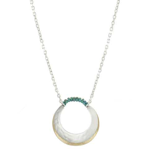 Layered Crescents with Turquoise Beads Necklace