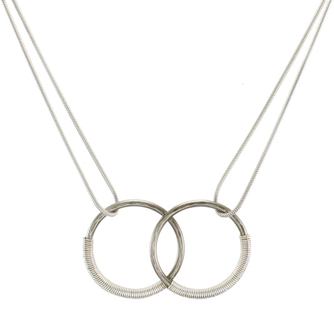 Wire Wrapped Hammered Rings Necklace