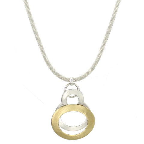 Layered Wide Rings on Mesh Chain Long Necklace