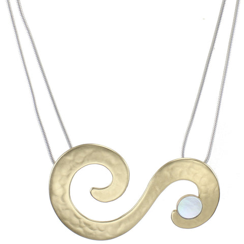 Swirls with Mother of Pearl Disc Necklace