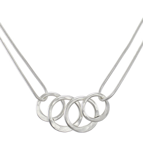 Overlapping Hammered Rings Necklace
