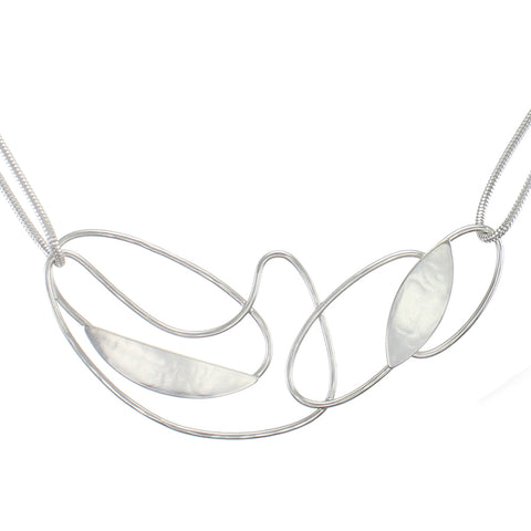 Oval Rings with Leaf and Slice and Swoosh Ring Necklace