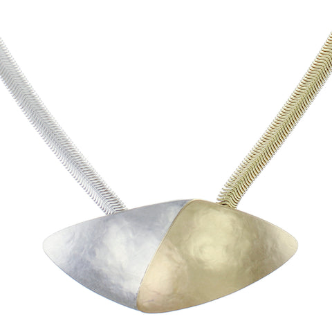 Layered Rounded Triangles on Wide Snake Chain Necklace