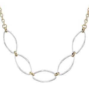 Large Hammered Oval Rings Short Necklace