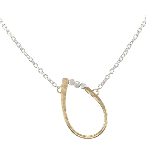 Slanted Oval Ring with Beads Necklace