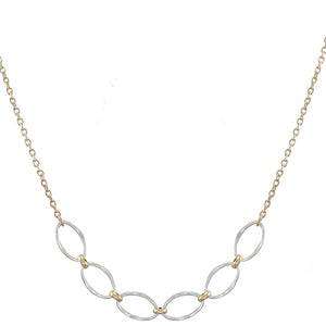 Small Hammered Oval Rings Long Necklace