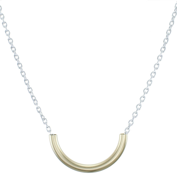 Short Curved Tube on Link Chain Necklace