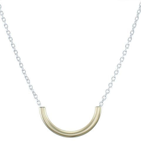 Short Curved Tube on Link Chain Necklace