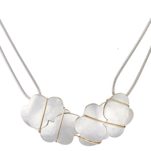 Interlocking Clouds with Diagonal Wire Wrapping Necklace