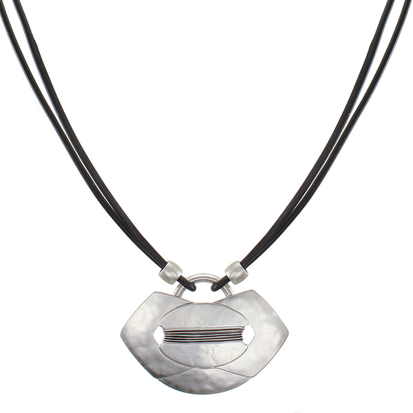 Pointed Oval with Horizontal Wire Wrapping Necklace