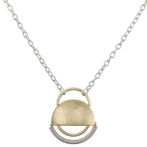 Semi Circle with Rings and Wire Wrapping Necklace
