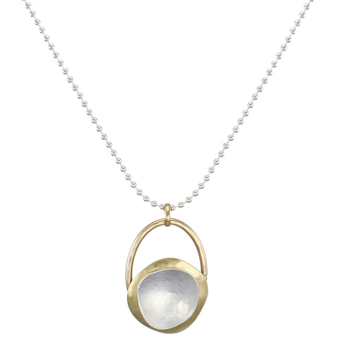 Domed Organic Disc with Dished Organic Shape Necklace and Ball Chain