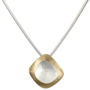 Domed Diamond with Dished Organic Shape Necklace