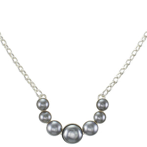 Semi Circle Arc of Graduated Grey Cabochons on Chain Necklace