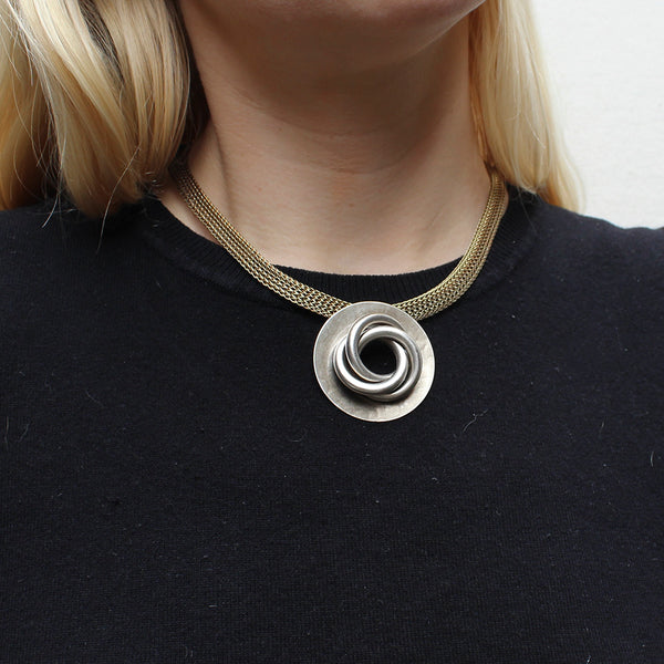 Large Dished Ring with Knot Necklace