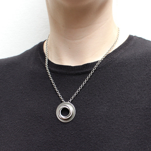 Medium Dished Ring with Thin Knot Necklace