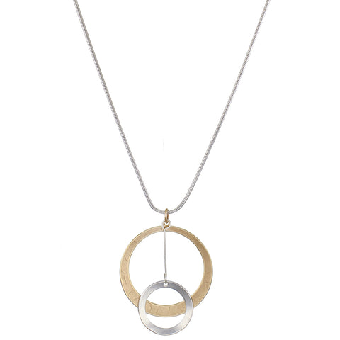 Dished Cutout Disc with Extended Ring Drop Long Necklace
