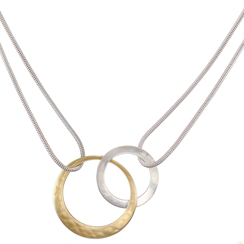 Interlocking Rings with Doubled Snake Chain Necklace