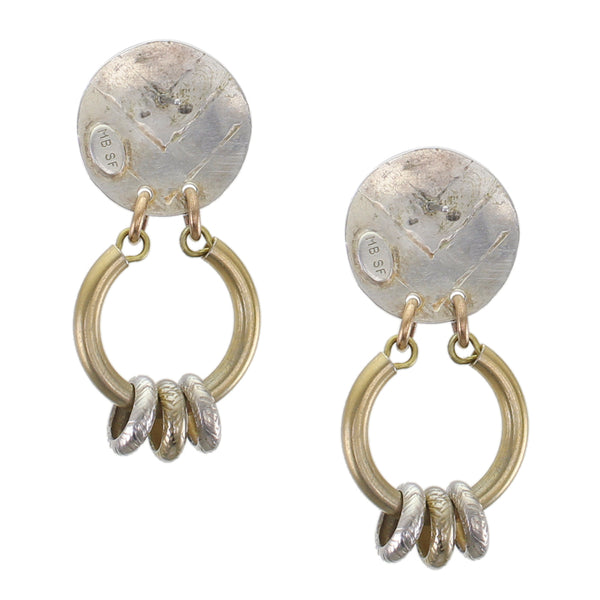 Disc with Horseshoe and Textured Beads Marjorie Baer Vintage Post Earrings