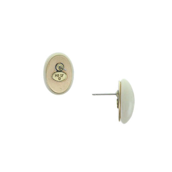 White Small Button Clip on or Post Earring
