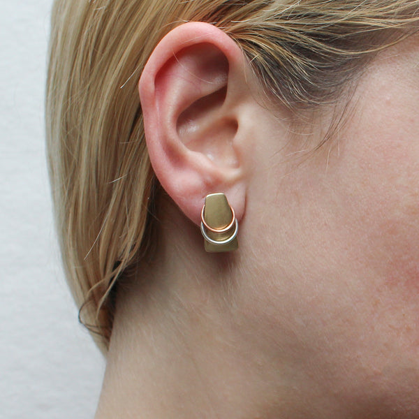 Small Tapered Rectangle with Rings Post Earring
