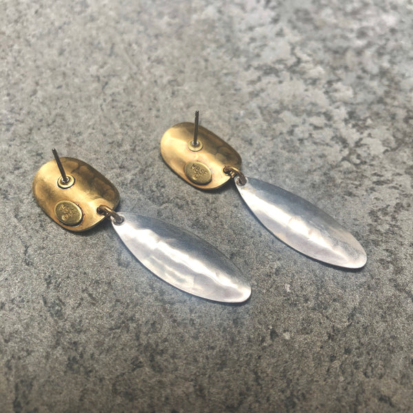 Concave Oval with Long Concave Oval Post Earring