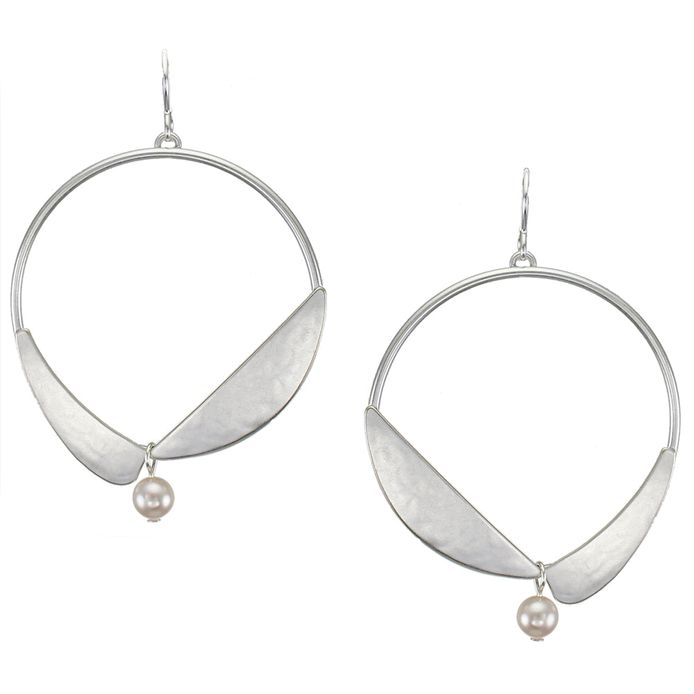Hoop with Arcs and Pearl Wire Earring